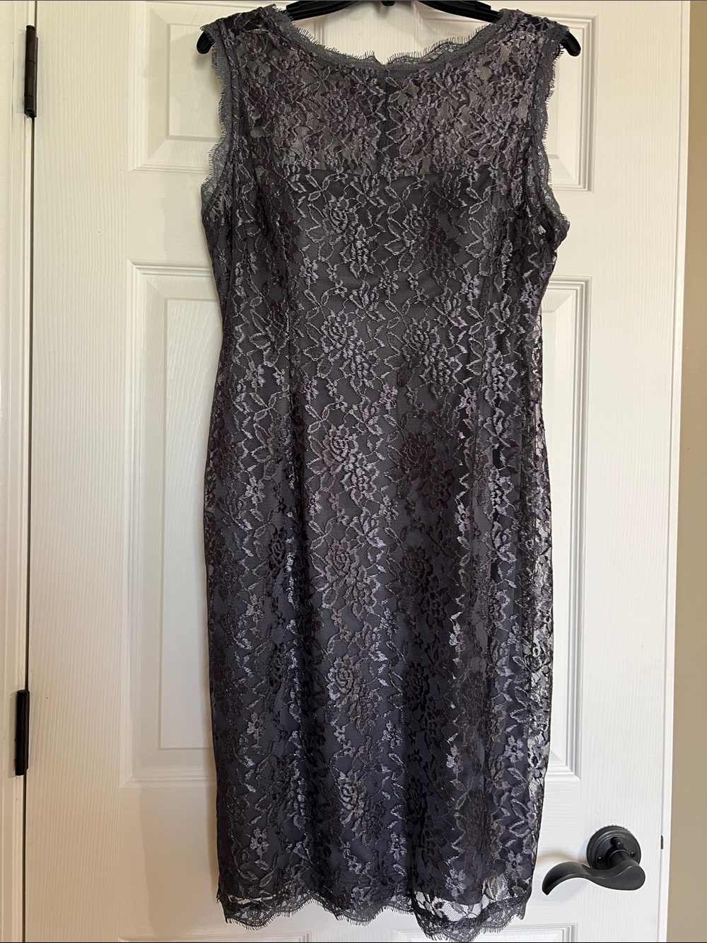 Liliana Sleeveless Lace Midi Dress in Charcoal